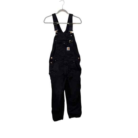 Carhartt Black Bib Overalls With Adjustable Straps & Multiple Pockets 32X30 R01- - Picture 1 of 11
